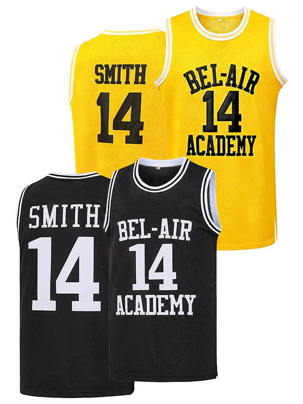 Men's 90s Friends Movie The Fresh Prince Of Bel Air Academy #14 Basketball Jersey, Exquisite embroidered Training Match Basketball Net Jersey