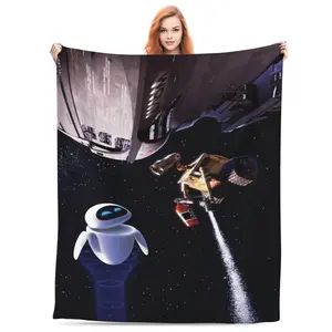 [SummerVibes] DISNEY CLASSIC WALL-E Blanket - Featuring WALL-E & EVE in Space, Soft Warm Cozy Blanket for Kids Teens Adults, Ideal Bedroom/Couch Decor & Birthday Holiday Gift
