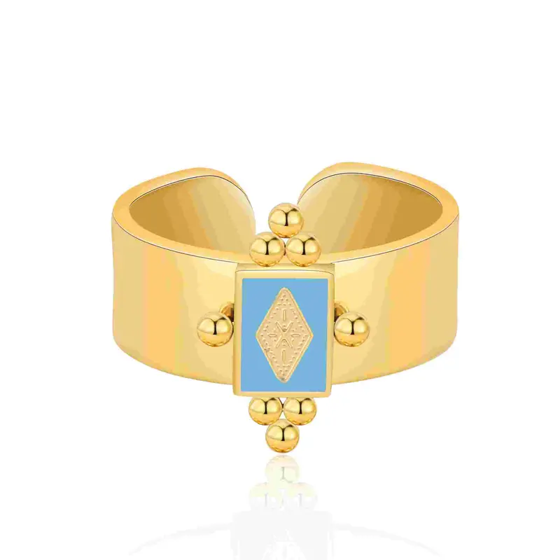 Aprilery Women’s Chunky Open Band Artificial Gemstone Ring - Elegant Fashion Rings, Fashionable Jewelry Accessories, Finger Jewelry for Everyday Wear & Gifting