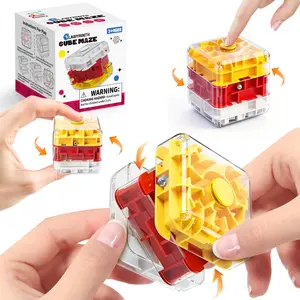 3-Layer 3D Ball Maze Puzzle Cube - ABS Plastic Fidget Spinner, Large Labyrinth Brain Teaser Toy for Adults, Child-Friendly Stress Relief Toy That Exercises Fine Motor Skills