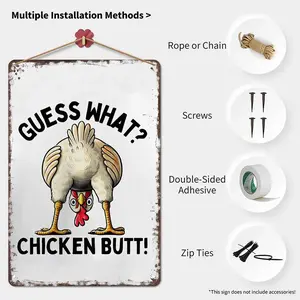 Funny Chicken 8x12 Inch Metal Sign - Humorous wall decor for kitchen, farmhouse, chicken coop, dorm room - retro sign gift for chicken lovers and humor fans