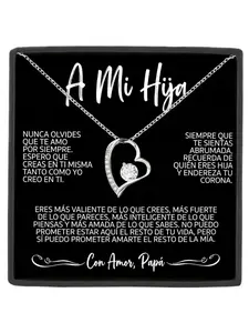 To My Daughter Necklace Gift Heart Pendant with Cubic Zirconia,Forver Necklace,You Are Braver Than You Believe - Inspirational Gift for Daughter