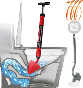 High Pressure Toilet Plunger & Brush Set – Powerful Air Drain Unclogger Tool, Heavy Duty Clog Remover for Bathroom Toilet, Sink & Pipes