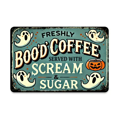 1 Piece Retro Halloween Coffee Metal Sign - Decorative Sign, Vintage Garage Signs, Vintage Cool Decor Perfect for Home, Kitchen, Office or Garage Decoration, 8X 12inch