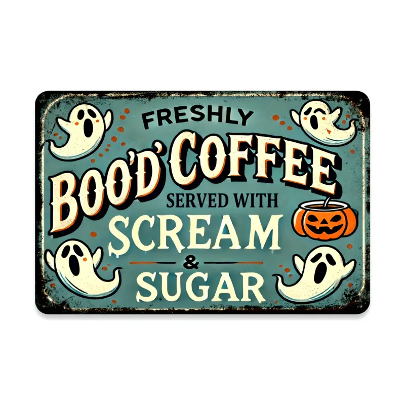 1 Piece Retro Halloween Coffee Metal Sign - Decorative Sign, Vintage Garage Signs, Vintage Cool Decor Perfect for Home, Kitchen, Office or Garage Decoration, 8X 12inch