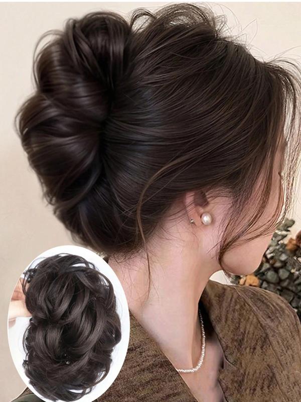 Women's Curly Hair Bun Clip-In Wig, Synthetic Extensions, Short Synthetic Hairpiece for Women & Girls, Perfect for Daily Use & Parties