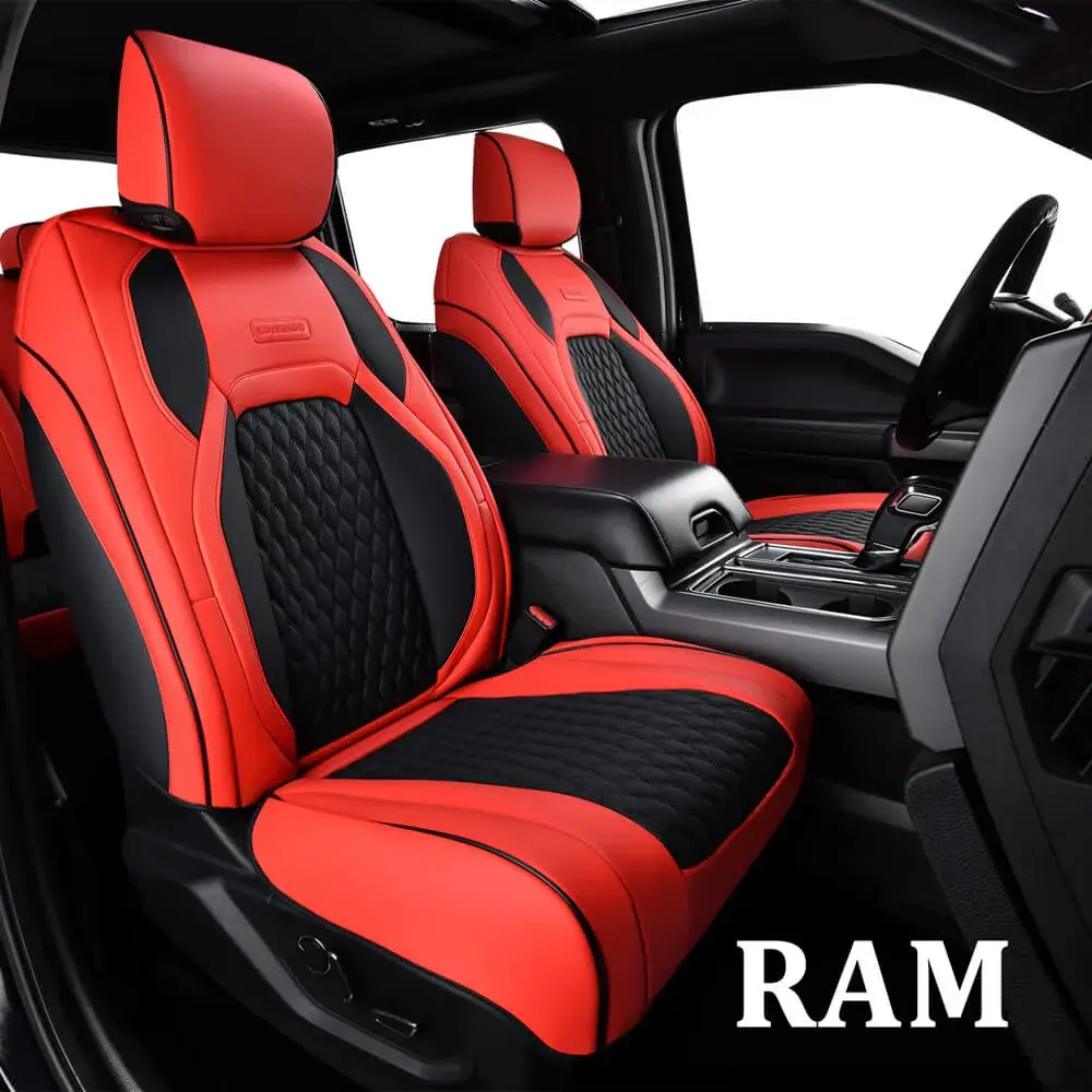 Coverado 2002-2023 Ram  2009-2023 dodge ram 1500 Custom Seat Covers Full Coverage Leather Seat Protector Rebel Laramie Big Long Horn 2500 3500 3500 Year Warranty Car Cushion Car Interior Kit