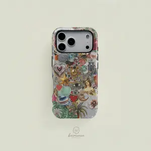 Bohemian Beaded Jewelry Patchwork Phone Case, Mosaic Glass Art Design, Durable Shockproof Fashion Cover for iPhone & Samsung Galaxy