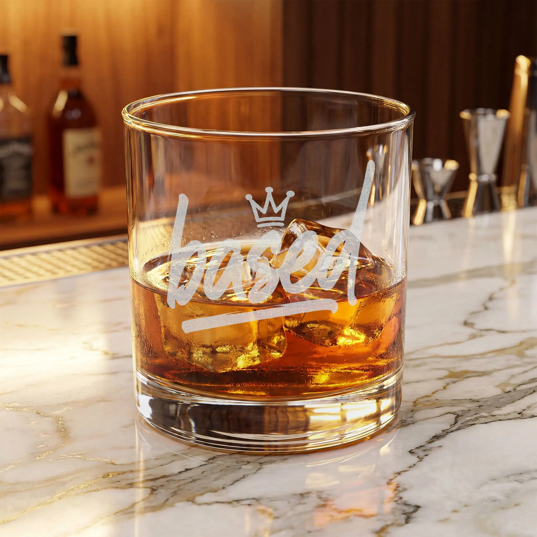 Based | whiskey glass | engraved 10.5oz rocks glass