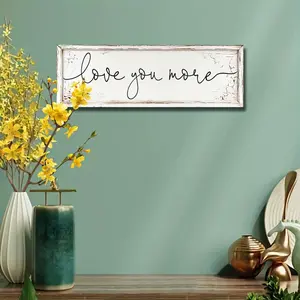 1pc 2D Plane Rustic 'Love You More' Inspirational Quote Wall Sign - 4*16inch Vintage Iron Decorative Plaque, Suitable for Home, Farmhouse, Bedroom - Ideal Christmas and Holiday Artwork, No Power Required, Retro Home Decor, Home Decoration