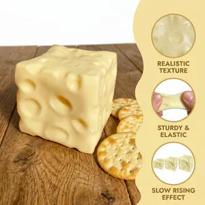 Squishy Cheese Block – 6/7cm Giant Yellow Cheese Fidget Toy, Moldable Non-Rebound & Slow Rebound, Glutinous Stress Ball, Perfect for Play, Relaxation & Anxiety Relief