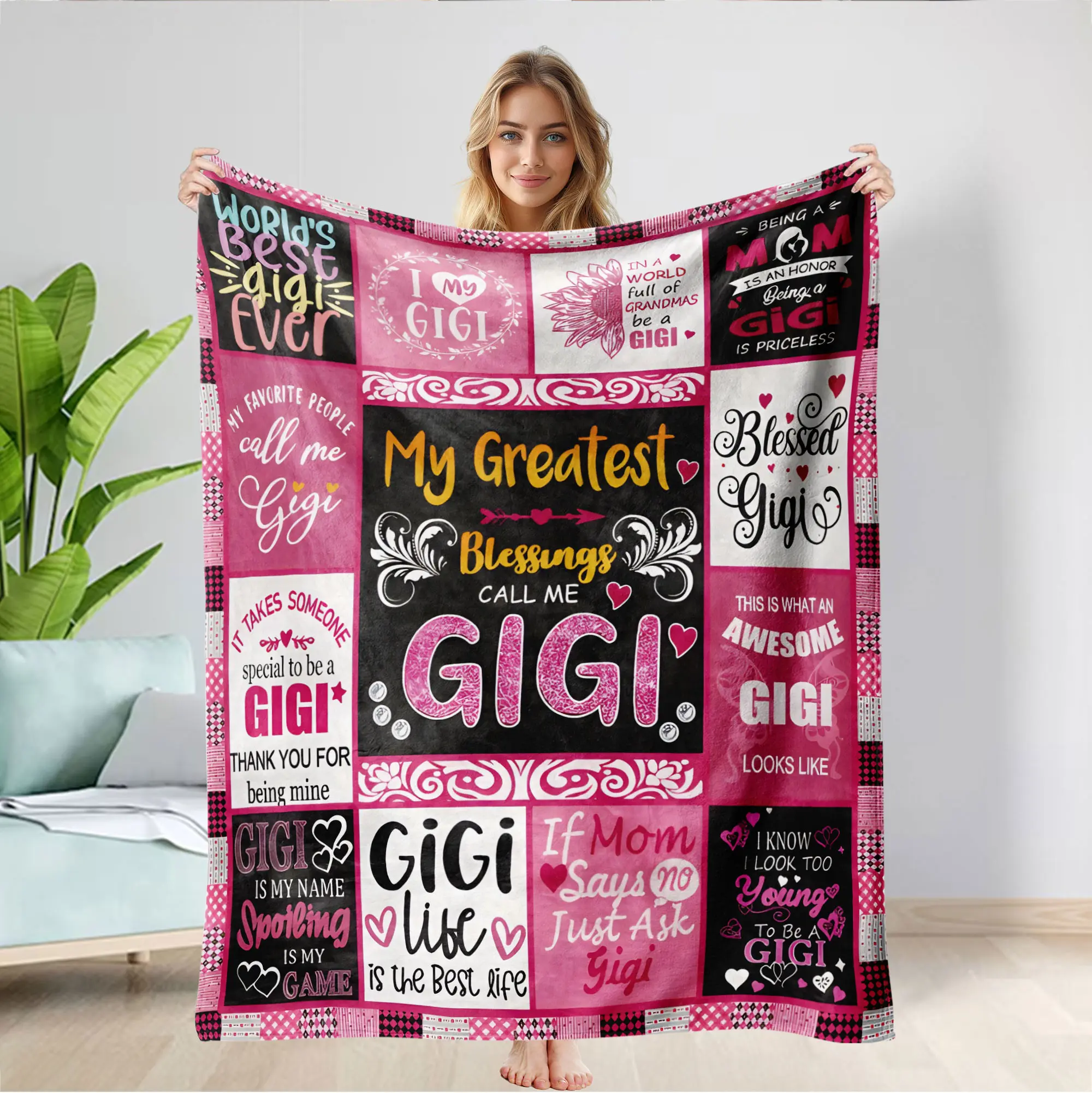 Best Gigi Ever Throw Blanket - Great Gigi Gifts from Grandkids for Grandma, Birthday, Mothers Day - Cozy Blanket Ideas