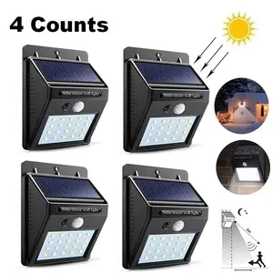 4-Pack 20 LED Solar Motion Sensor Wall Lights, Outdoor Waterproof Solar Lights, 3 Lighting Modes, Garden Decor, Fence Stairs Pathway Safety