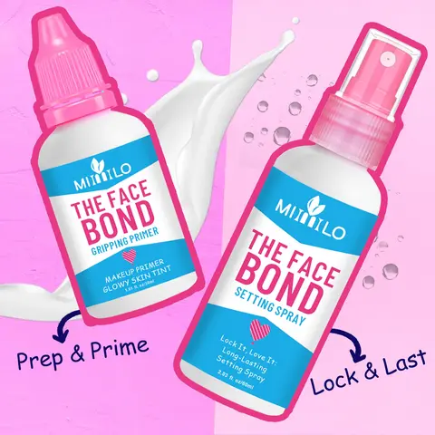 2 pcs THE FACE BOND Power Duo | Gripping Primer + Longwear Setting Spray, Makeup Fixing Spray, Cosmetic Setting Spray | 24HR Lockdown Flawless Makeup | Oil Control & Sweat-Proof | Makeup Finishing Spray
