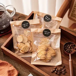 Transparent Heat-Sealed Bread Bags Set, 50 Bags + 50 Stickers, Window Design, Ideal for Cookies Donuts Egg Sandwiches, Oil-Resistant Disposable