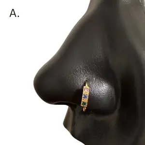 Tricolor Diamond Nose Hoop in Surgical Steel 20 Gauge 8mm Hypoallergenic