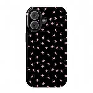Black and pink star phone case, compatible with iPhone 17, 16, 15, 14, 13, 12 Pro Max Plus, smartphone case, shockproof, protective case, cover, dual-layer protective case, gift-ready