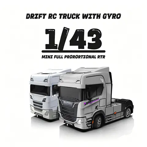 BRRRRT 1/43 Full Proportional Drift RC Truck with Gyro,High-Speed Remote Control Car for Kids and Adults,4WD Off-Road Toy Vehicle