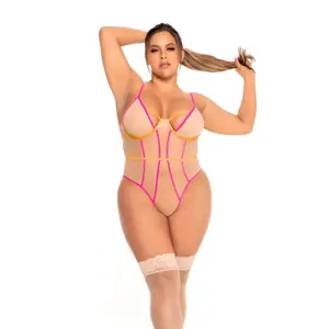 Mapale Underwire Teddy Nude/ Neon Large/Extra Large Comfort Fabric
