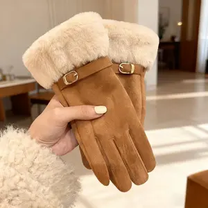 Touchscreen Compatible Women's New Winter Gloves – Fleece-Lined Thickened Warm Windproof Cold-Proof | Five Fingers for Outdoor Cycling & Driving