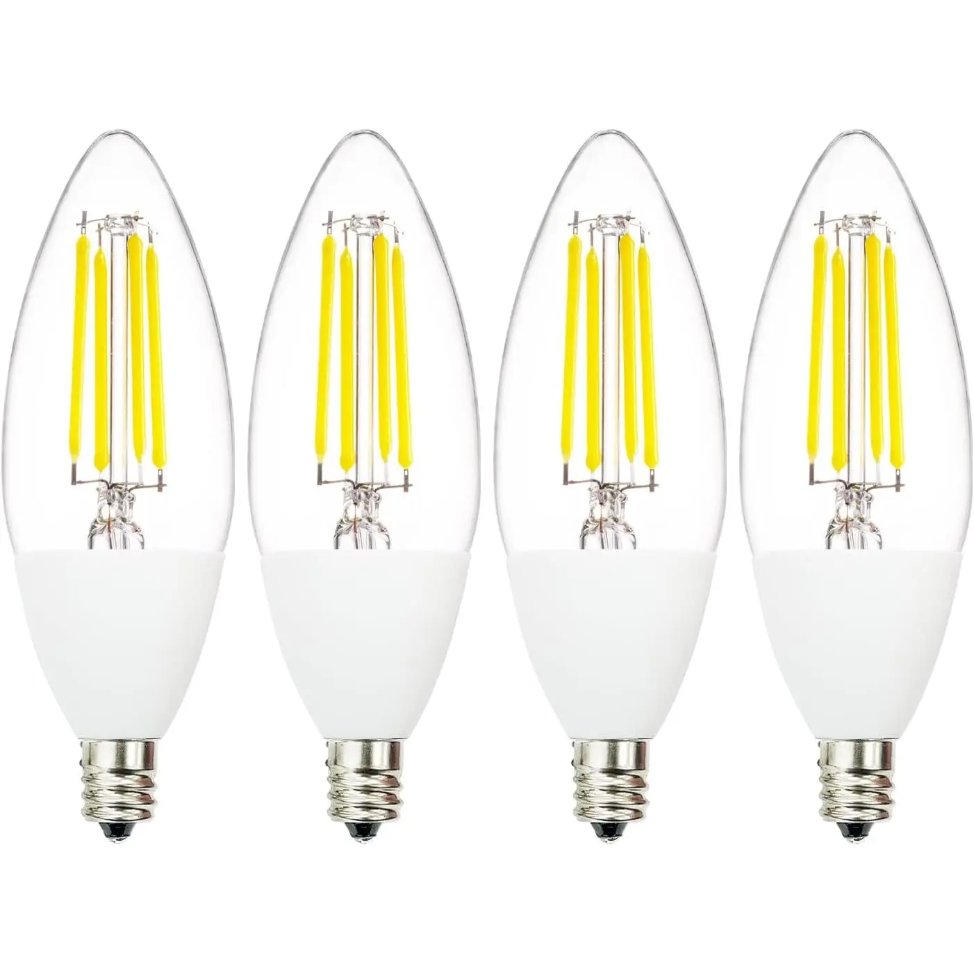 Jaspertronics™ Dusk to Dawn Outdoor Sensor LED Edison Bulbs, 4W (40W Eqv.), 450LM, B11 LED Candelabra Bulb E12 Base, Auto On/Off Photocell for Energy-Efficient, 5000K Soft White, 4 Pack