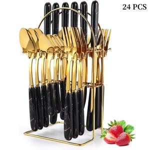 stainless steel cutlery set, 24pcs/set including spoons, forks and knives, kitchen utensils for dinner party, outdoor, home use