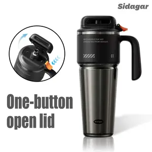 [Sidagar] One-Button Open Lid Portable Insulated Stainless Steel Water Bottle - 35oz Coffee Travel Mug & Coffee Cups, 24H Hot/Cold Leakproof, 316L Medical-Grade, Car-Fit, Mens Gifts & Ideal Gifts, Anti-Slip Handle Valentine's Day gift