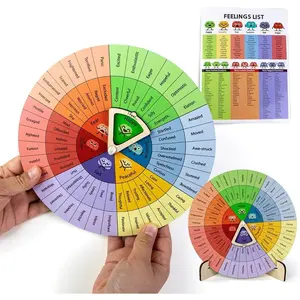Feelings Wheel Therapy Office Desk Decor Large Mental Health Emotions Chart with Spinning Pointer & Stand, Therapist Gifts for Home Office Kids & Adults Calming Emotion Tool