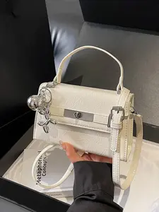 Women's Classic Fashion PU Satchel Bag, Elegant Minimalist Handbag, Soft Glossy Material, Adjustable Strap, Elegant Hardware Lock, Ideal for Spring/summer