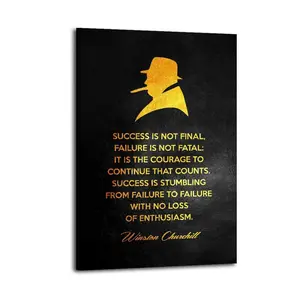 Winston Churchill Quote Artistic Wall Decor, Waterproof Canvas Poster, Cute And Vibrant Poster for Bathroom, Living Room, Bedroom, Dorm, A Perfect Gift Idea for New Year Home Decor