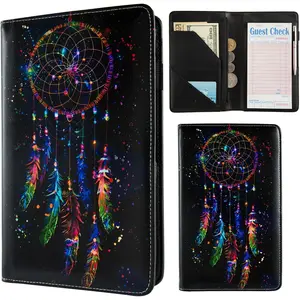 Server Books for Waitress,Cute Pocket Leather Money Organizer Wallet Note Pad Cash Bill Restaurant Guest Check Book Holder Pocket Presenter Fit Server Apron Waitress Book (Dream Catcher)