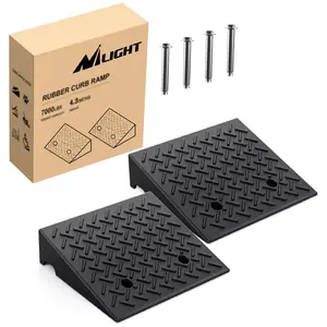 Nilight 4.3 in Textured Heavy Duty Rubber Curb Ramp (Pair) - 7000lbs Load Capacity, Stability-Enhanced Rise Height, Car Ramp for Quads