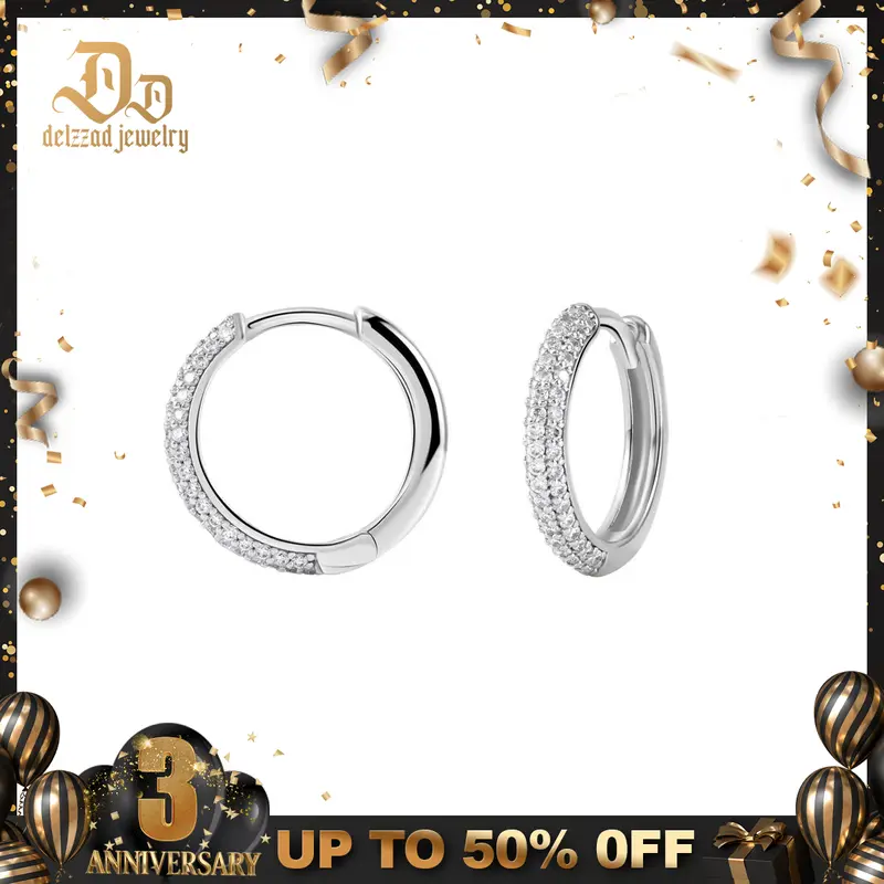 Delzzad S925 Huggies Earrings Lab-Created Moissanite Earring Moissanite Jewelry Perfect Birthday Mother’s Day Christmas Gift for Men Women Wedding Set