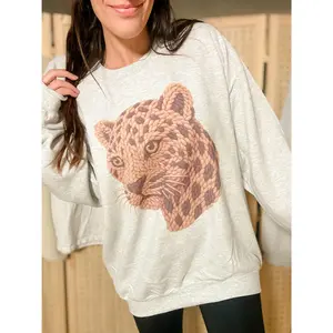 Faux Yarn Leopard Graphic Top Faux Yarn Leopard Graphic Top