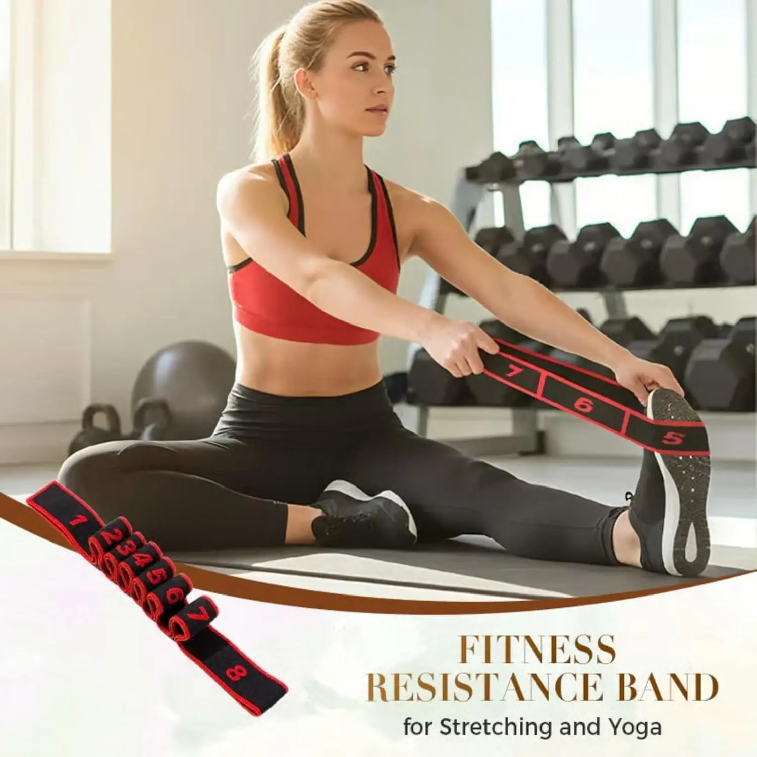 Premium Yoga Stretching Strap with Loops - High Elasticity Stretching Gear, Yoga Band, Workout Equipment for Flexibility Training