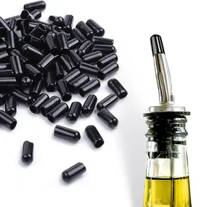 100 Pack Black Liquor Pour Spout Covers - Dust-proof Caps for Wine and Liquor Bottle Pour Spouts