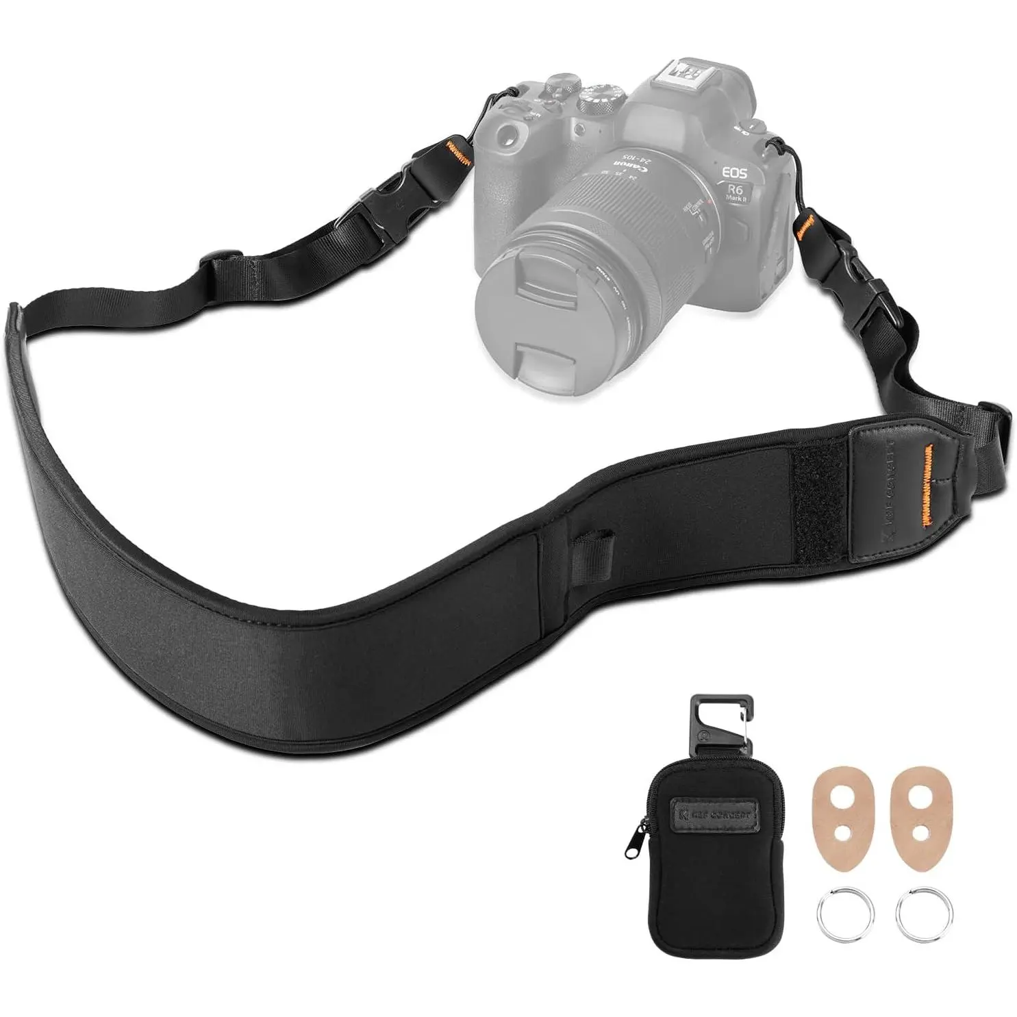 K&F Concept Durable DSLR Camera Neck Strap for Photographers - Soft Neoprene Adjustable Shoulder Belt with Braided Rope, Zip Pockets - Camera Accessories