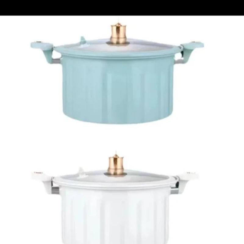 Roma 8L Large Capacity Soup Pot Non-Stick Double Ear Design with Glass Lid Micro Pressure Cookware for Home Use
