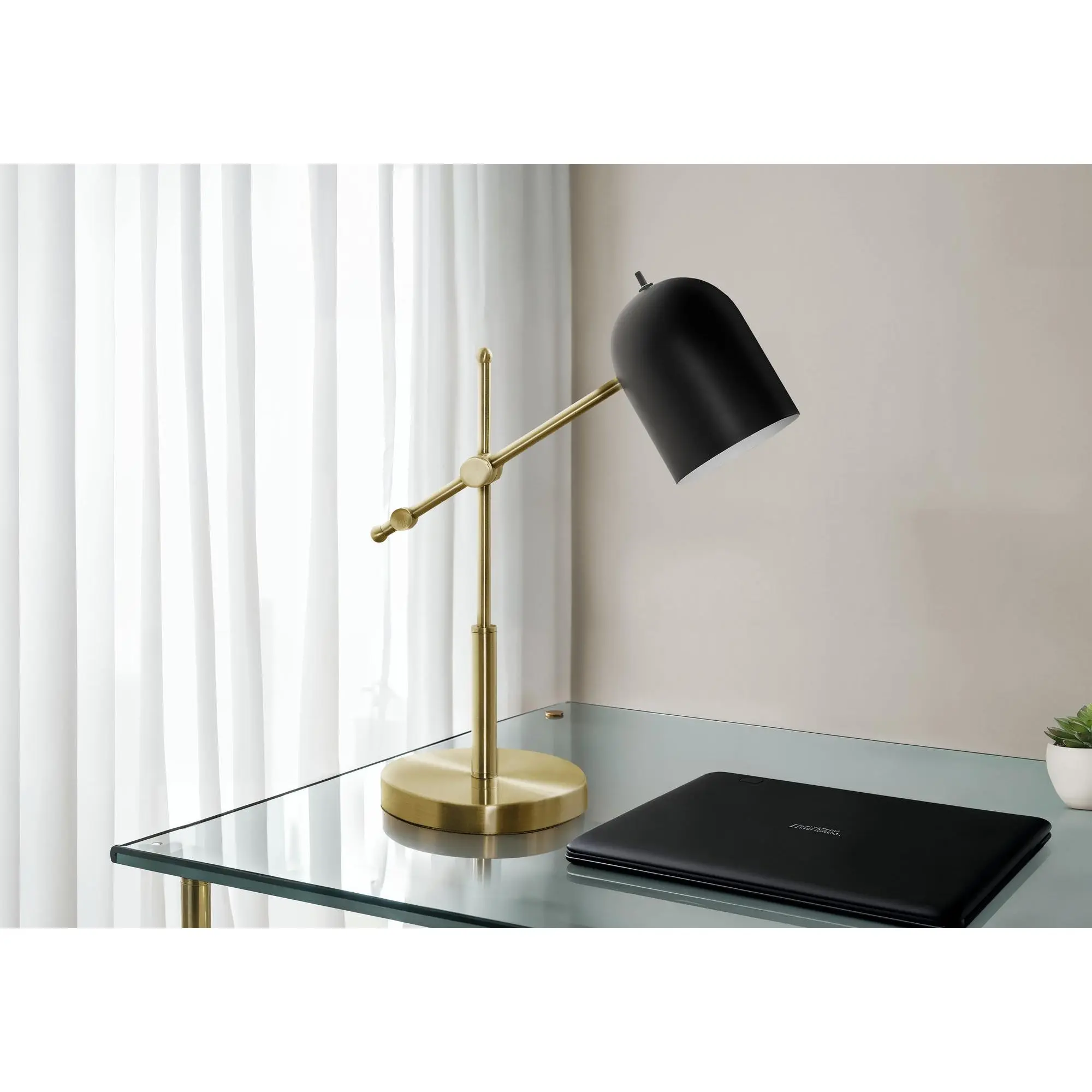 Premiere Lamps Brass Metal, Black Shade, Contemporary
