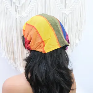Pride Rainbow Head Bands, Cotton Handmade Colorful Head Wraps, Stretchy Bandana, LGBTQ Hair Accessories, Multicolor Unisex Hair Bands, Boho Bandana