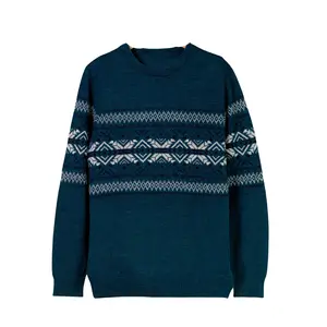 NOVICA Artisan Handmade Alpaca Men's Sweater Knit Teal from in Peru Wool Clothing Ivory Patterned Geometric 'Andean Teal Sky'