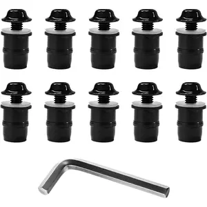10 PCS Motorcycle Windshield Bolt Screw Kit, Aluminum Alloy Windscreen Mounting Bolt Screws, Universal Windshield Screws Bolts Nuts for Motorcycle Fairings, Car Accessories (Black)