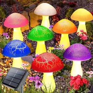 8-Pack Cracked Mushrooms for Garden Decor, Solar Mushroom Lights Outdoor, Super Cute Whimsical Garden Art for Yard Decor  Flowerbed Housewarming Decor(Multicolored)