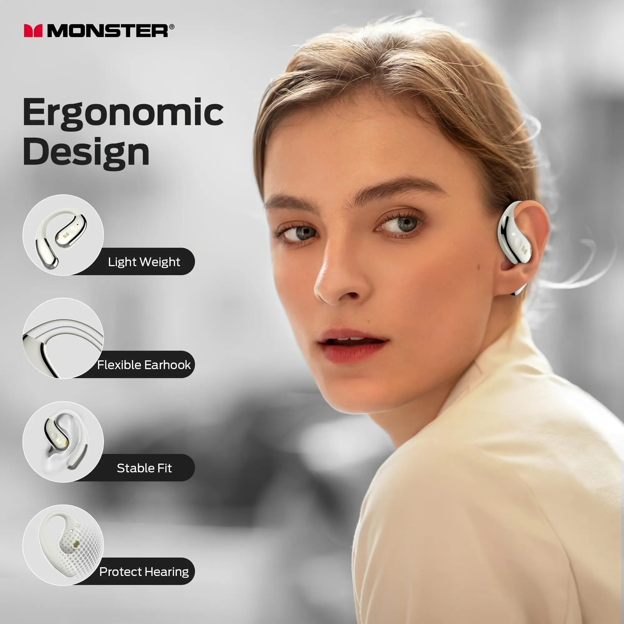 Monster Open Ear AC360, Wireless Rotary Earphone, With Lanyard