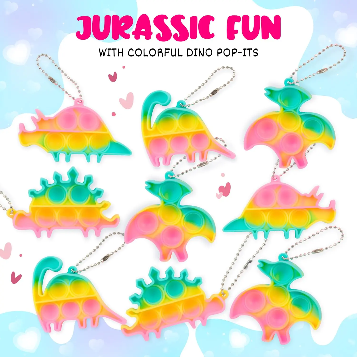 Funeta Dinosaur Pop It Valentine’s Day Gifts for Kids | 30-Pack Classroom Set Squishies Squishy Maker