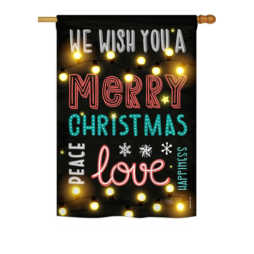 212 MAIN Waterproof Hanging Christmas House Flag, 28x40in Vertical Double-Sided Print, Weather-Resistant Decorative Indoor-Outdoor Festive Winter Home Decor, Outdoor Safe