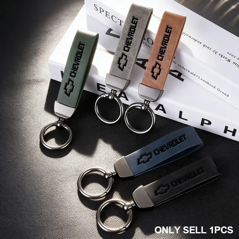 Car Badge Luxury Leather Keychain Charm, Key Rings For Car Keys, Auto Emblem Keyring Pendant Accessories For Chevrolet Corvette Montana TrailBlazer Silverado Traverse Camaro Suburban Equinox Bolt Cruze Malibu Colorado Trax SS Spark Captiva