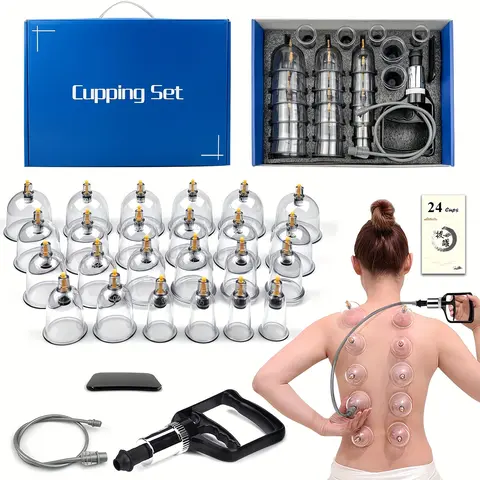 24 Vacuum Cupping Set, Manual Massage Equipment, Portable Home Use Massager Tool Gift Box, Relaxing Therapy Device