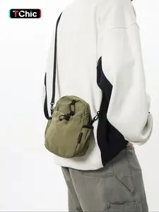 Men's Casual Plain Nylon Crossbody Bag, Zipper Crossbody Bag, Lightweight Small Sling Bag, Casual Versatile Phone Bag, Sporty Sling Bag for Daily Used