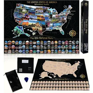 Travel Map   - Scratch Off Map of  +  63  Parks |  Travel Map for 50 States |  for Travelers